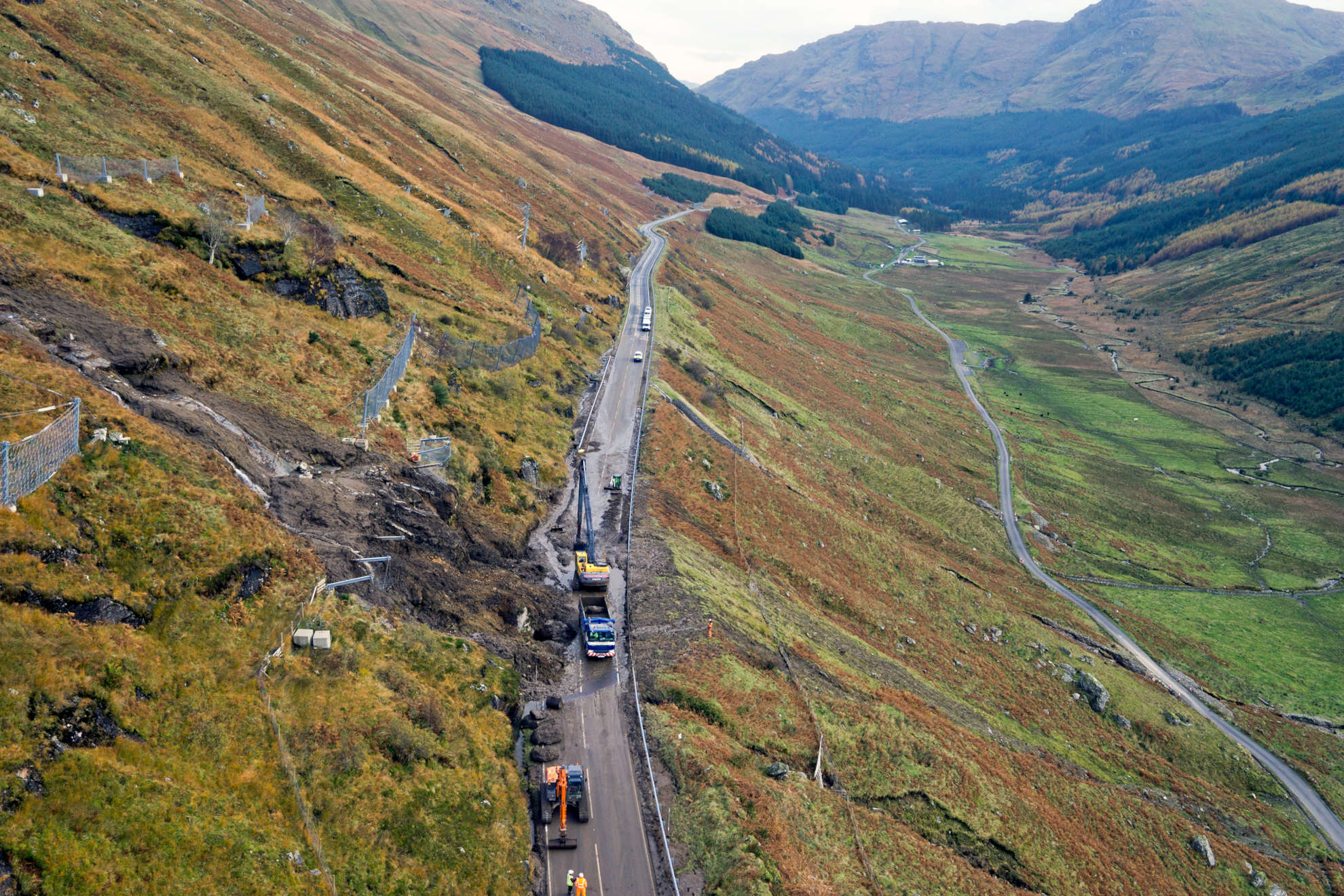 image of a landslide on the A83 Rest and be Thankful