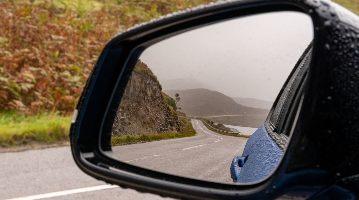 Car mirror view Scotland
