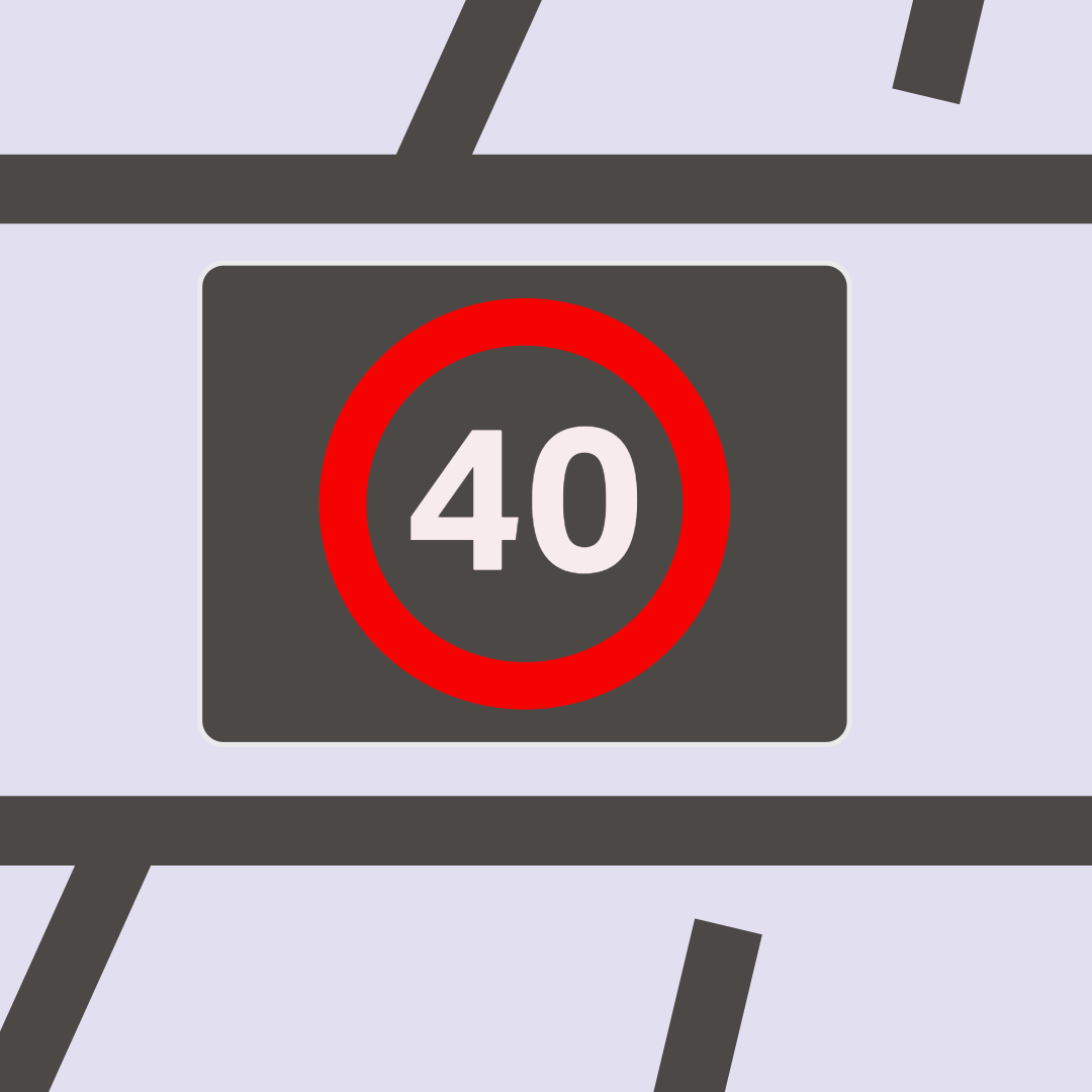 image of a 40 mph speed limit sign