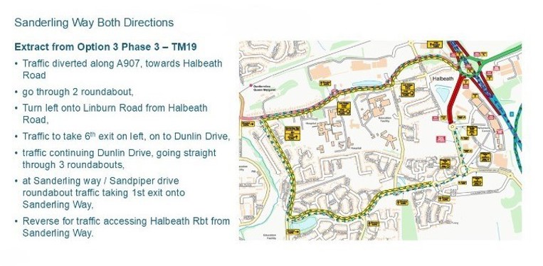 A diversion route at Sanderling way in Dunfermline.