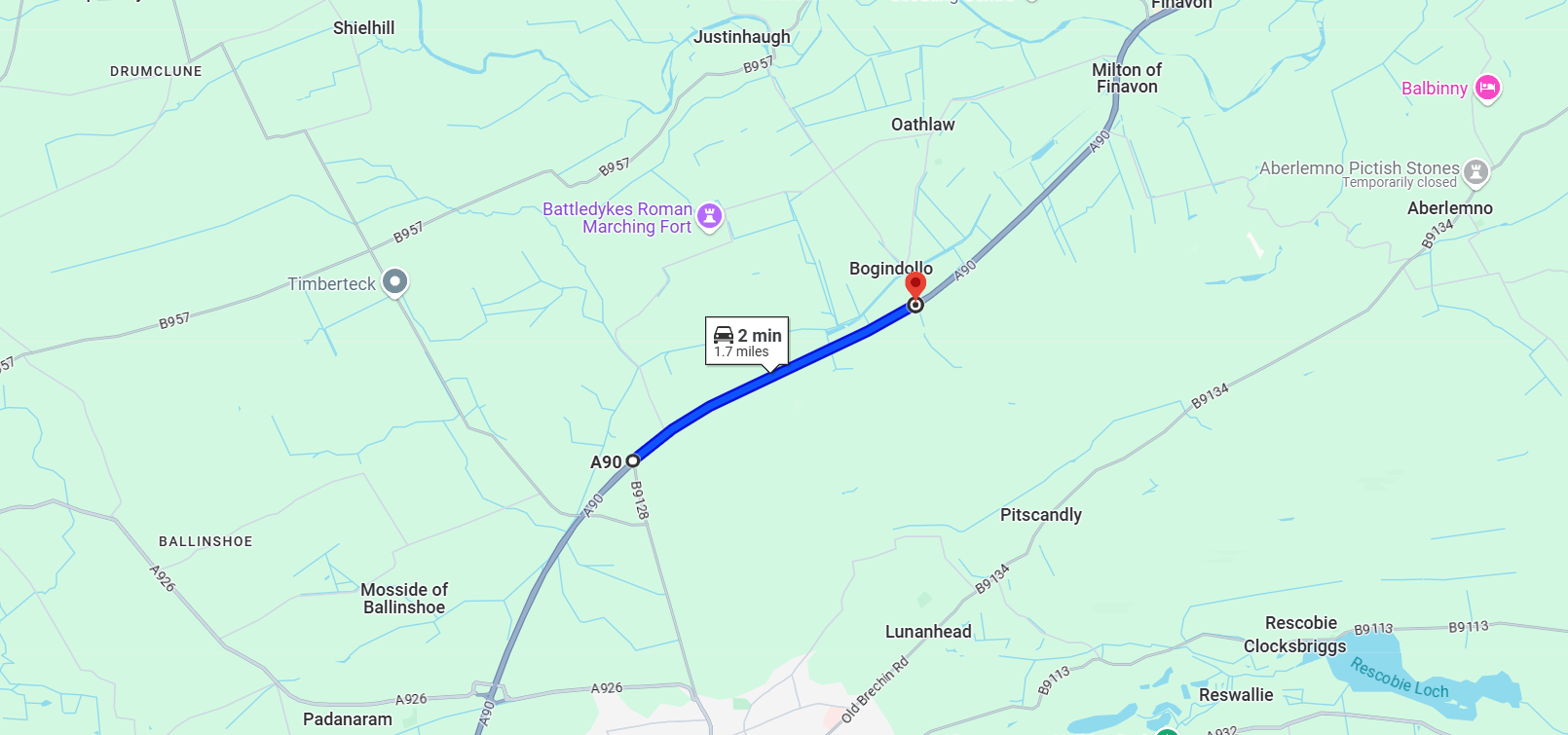 Map location of roadworks 