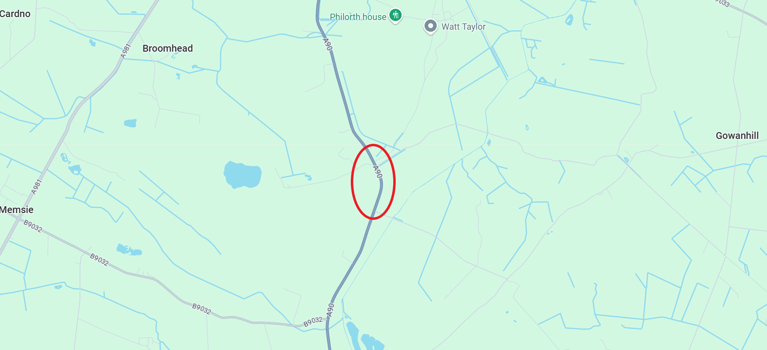 Map location of A90 