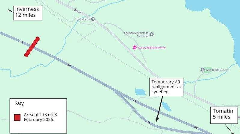 A9 Tomatin Temporary Traffic Lights February 