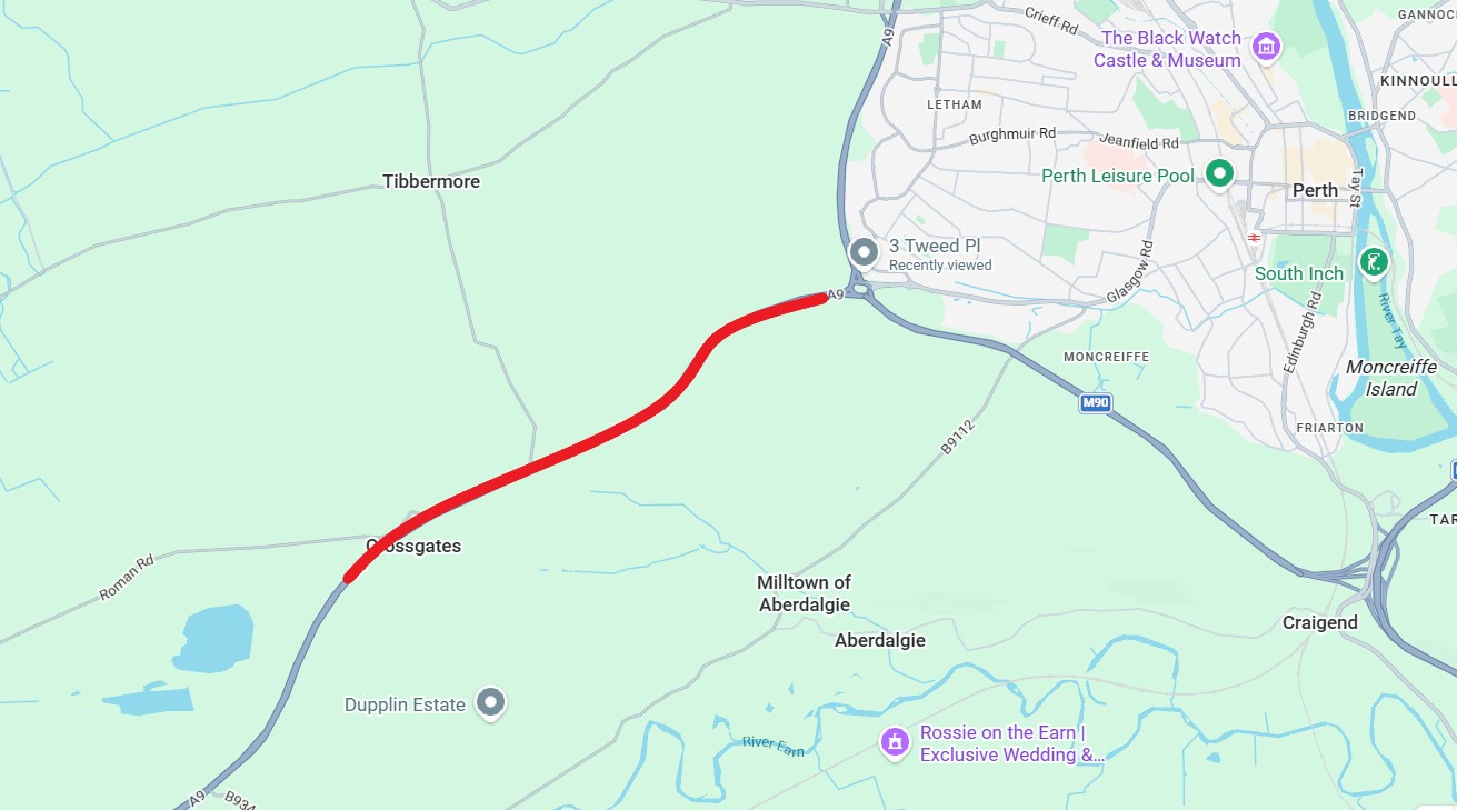 A9 south of Broxden Roundabout