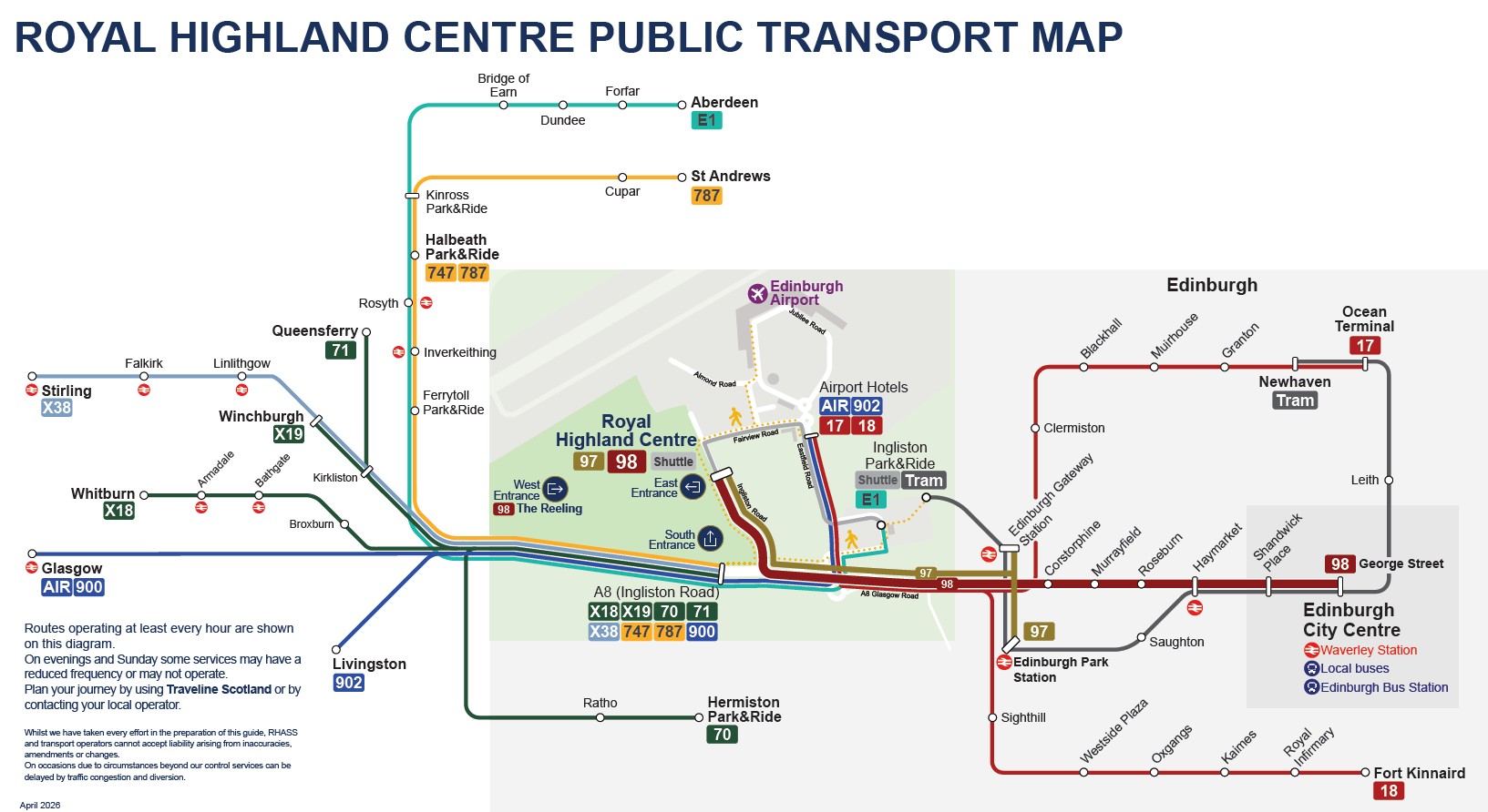 Map of public transport to Royal Highland Show