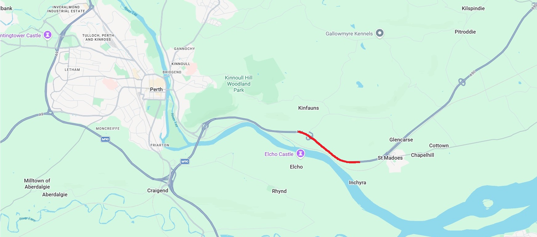 A90 Kinfauns to St Madoes Roadworks 