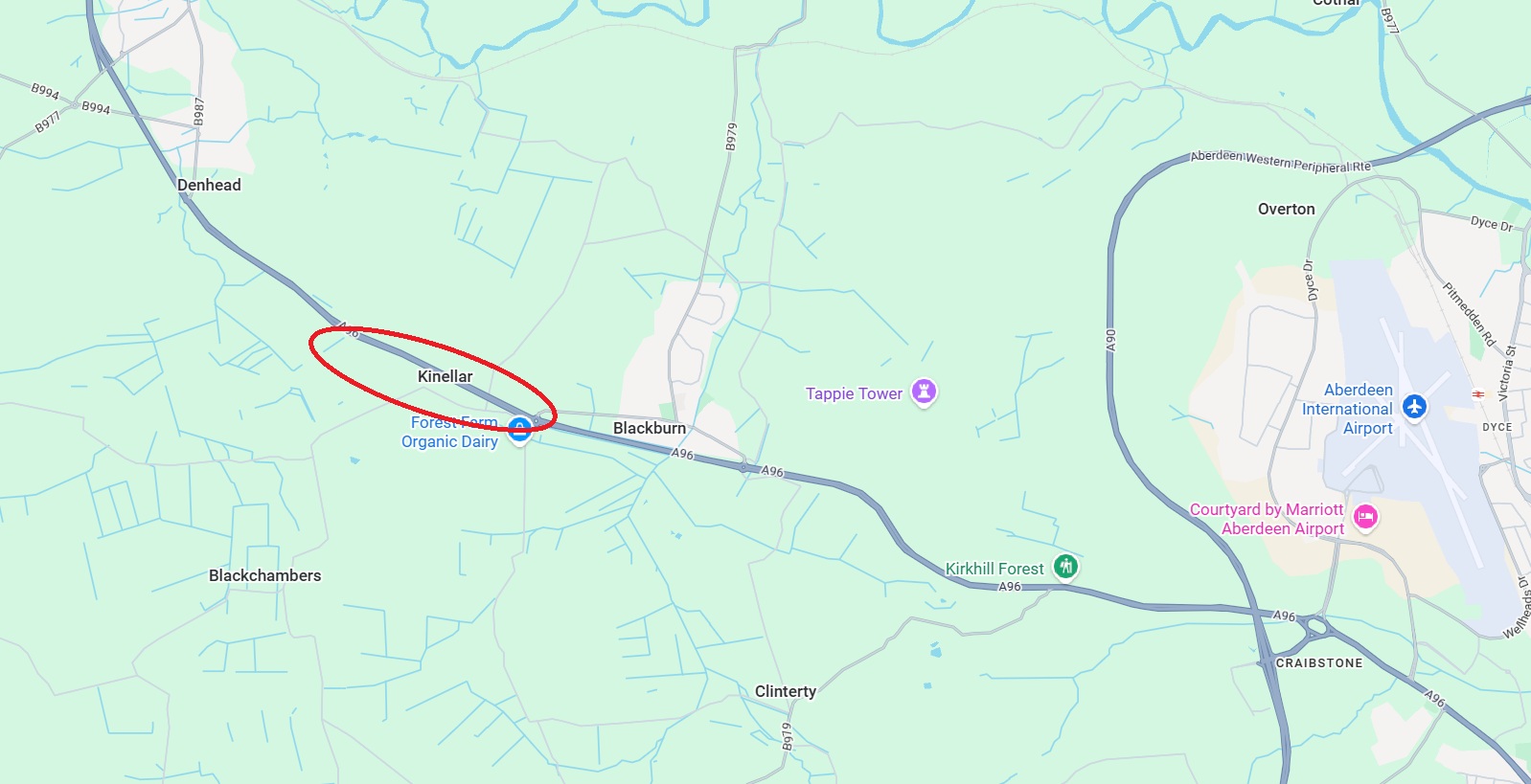 A96 Blackburn to Kintore