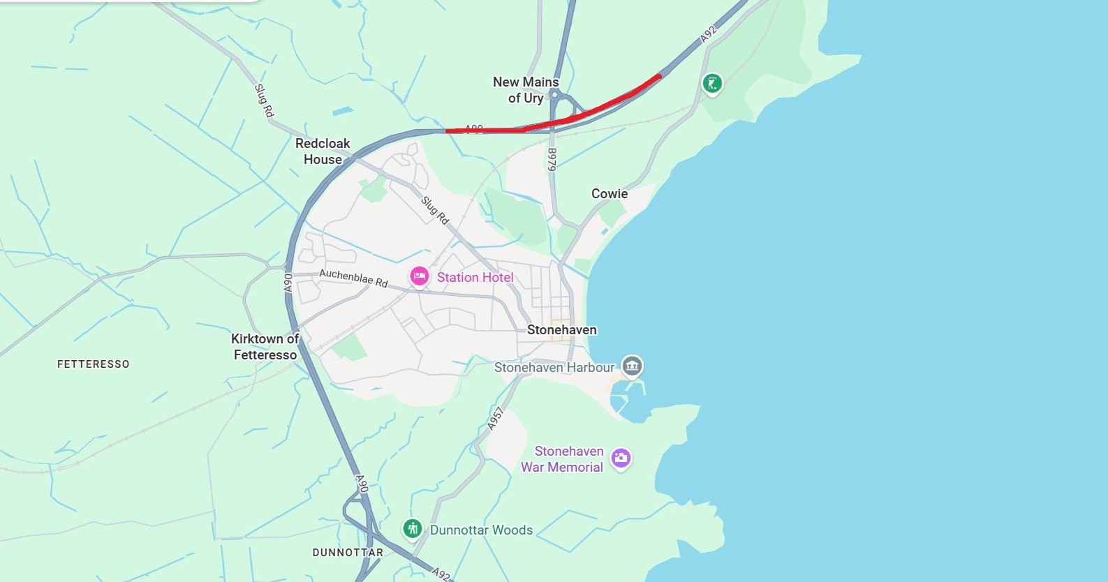  A92 to A90 north of Stonehaven 