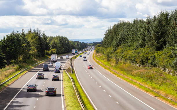 motorway with flowing traffic