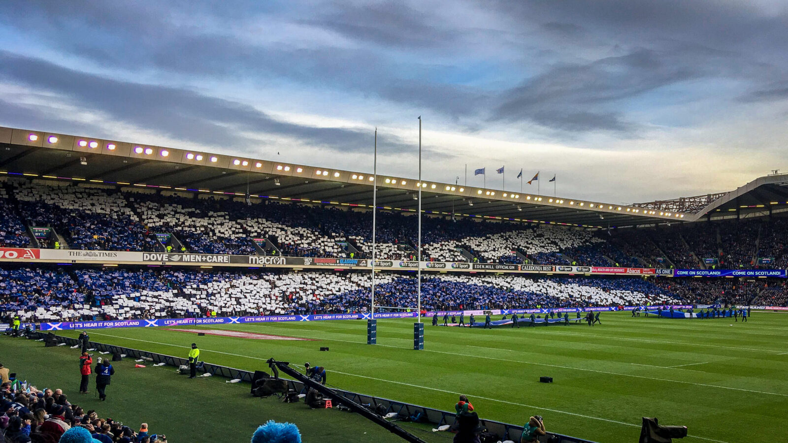 Murrayfield Stadium with saltire